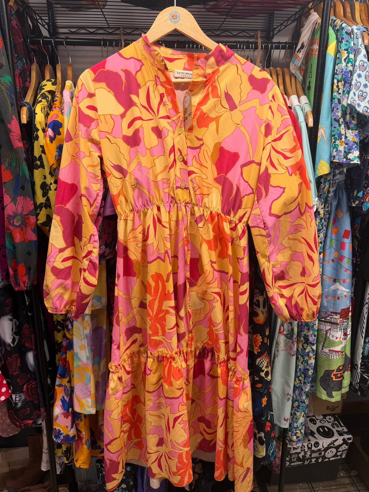 Orange and Red Floral Dress