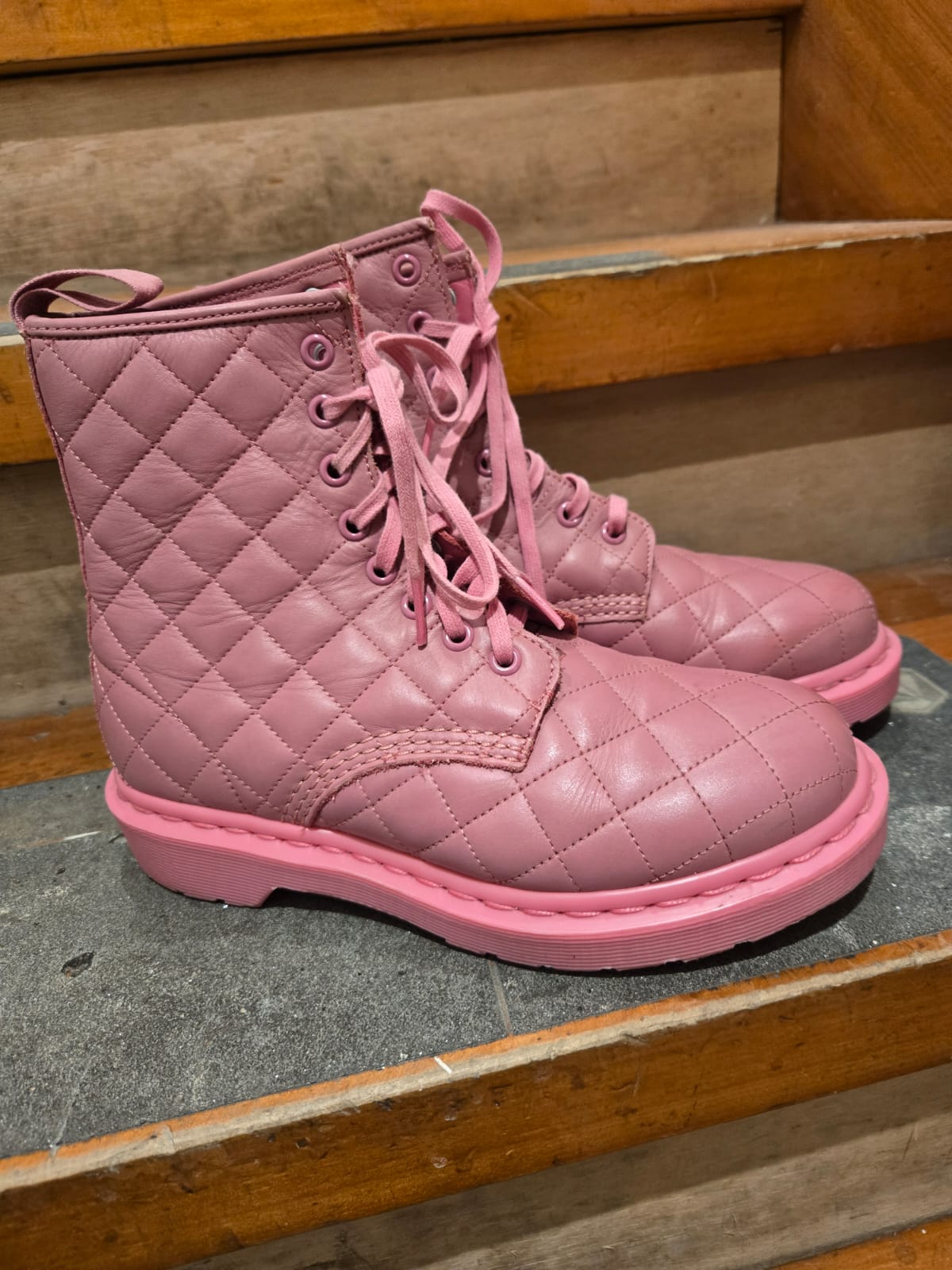 Pink Quilted Dr Marten Boots
