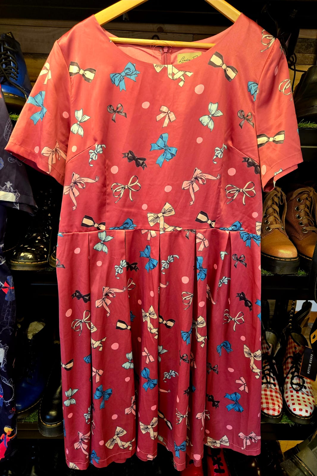 Lindy Bop Pink Bow Print Dress
