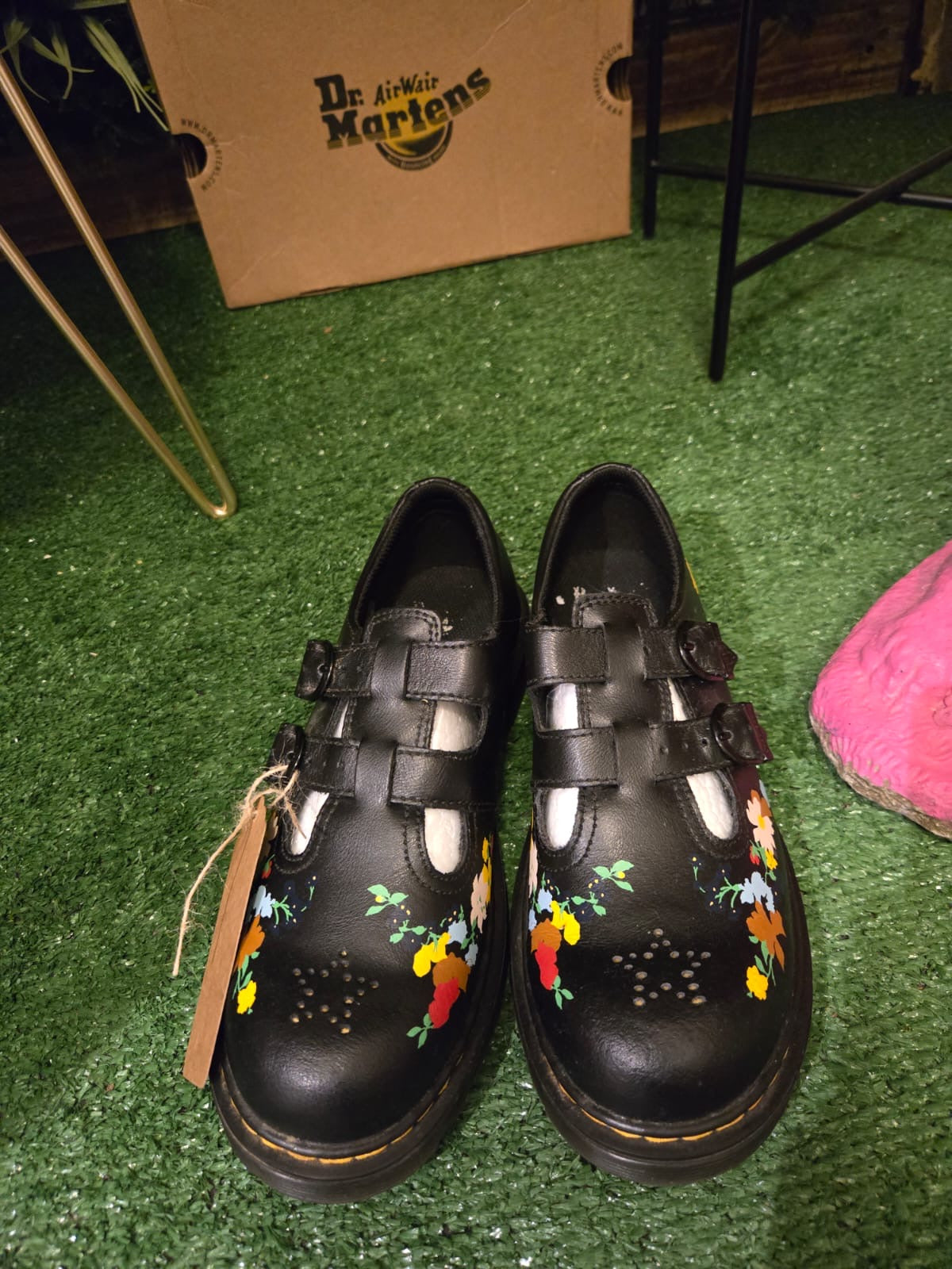 Flower Dr Marten T-Bar Shoes