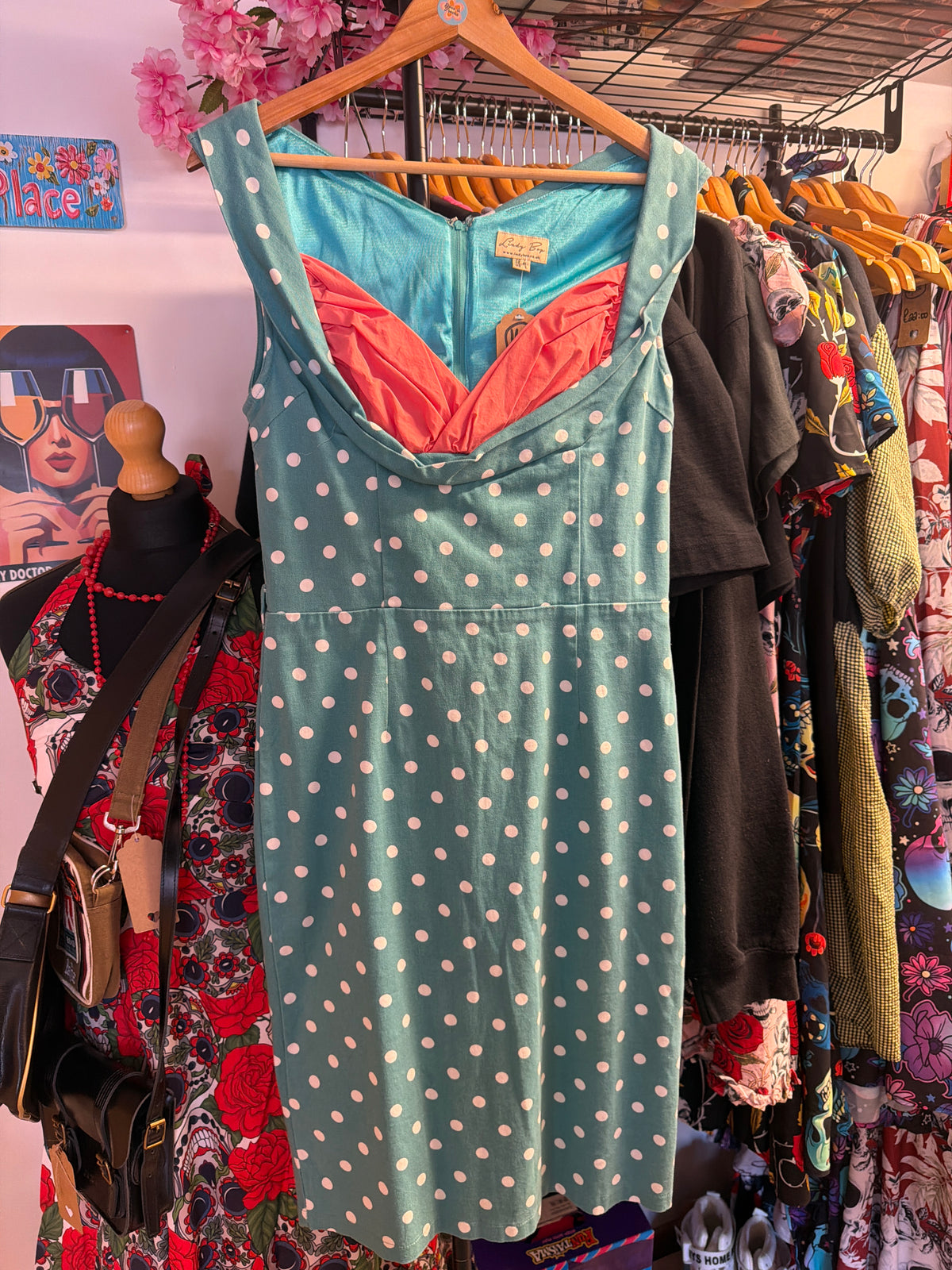 Mint Polka Dot Lindy Bop Dress