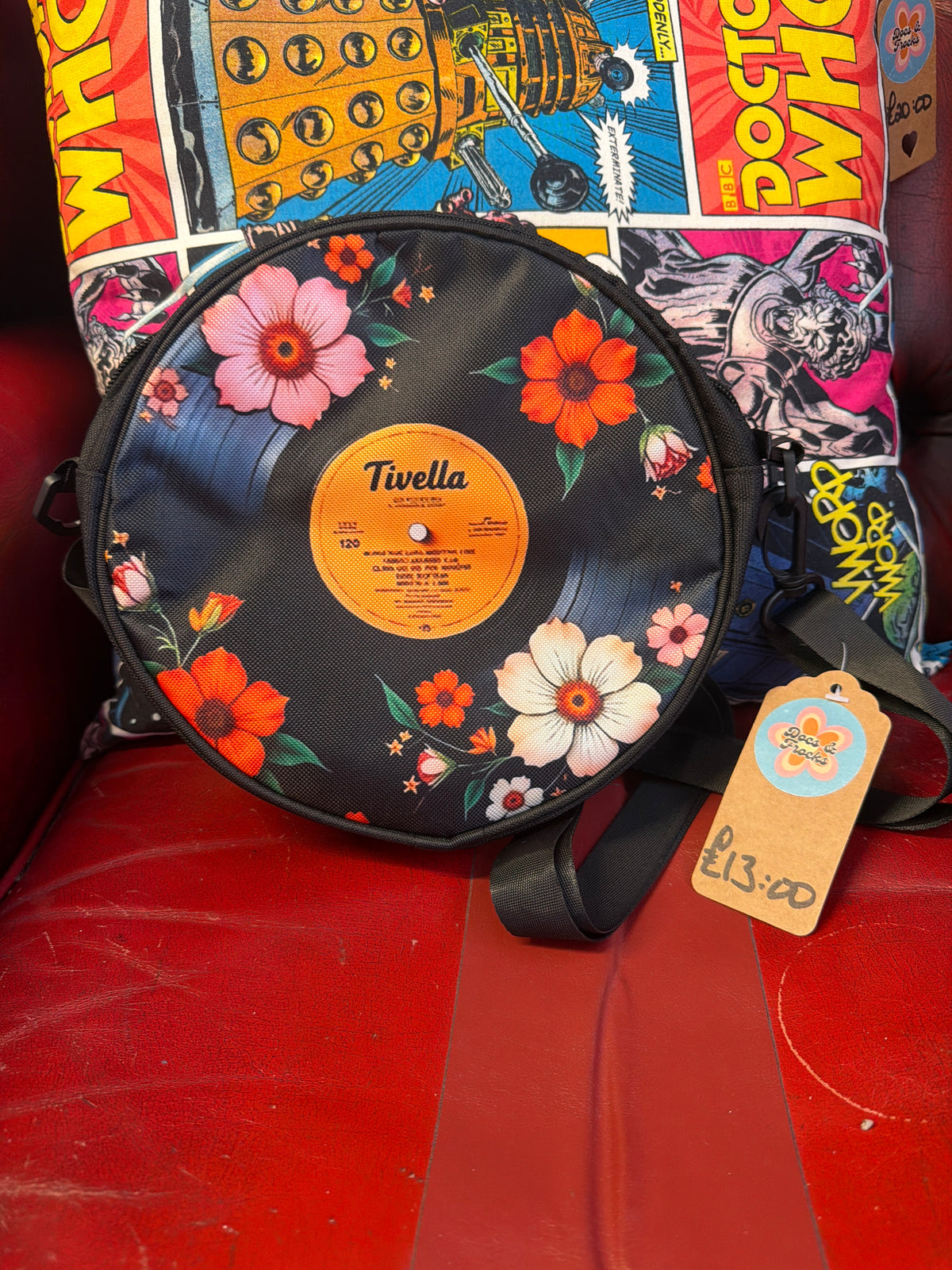 Record Crossbody Canvas Bag