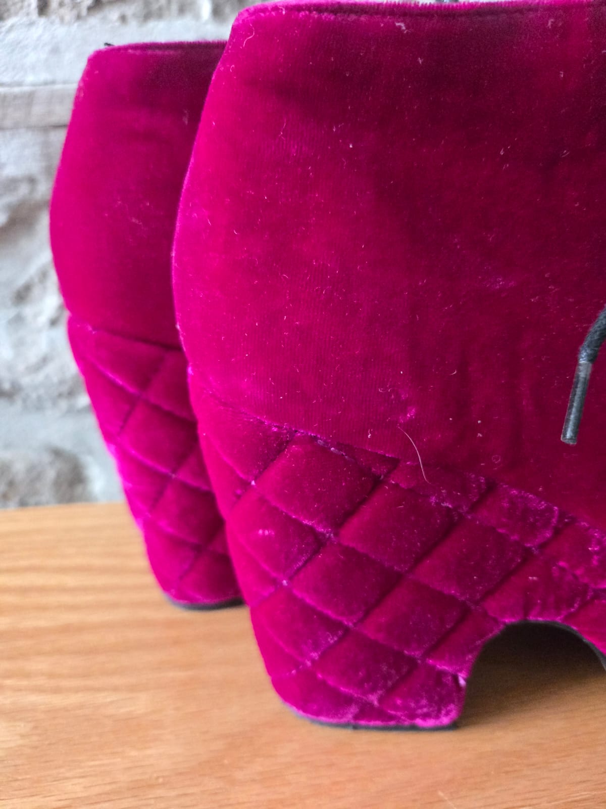 Pink Velvet Platform Boots