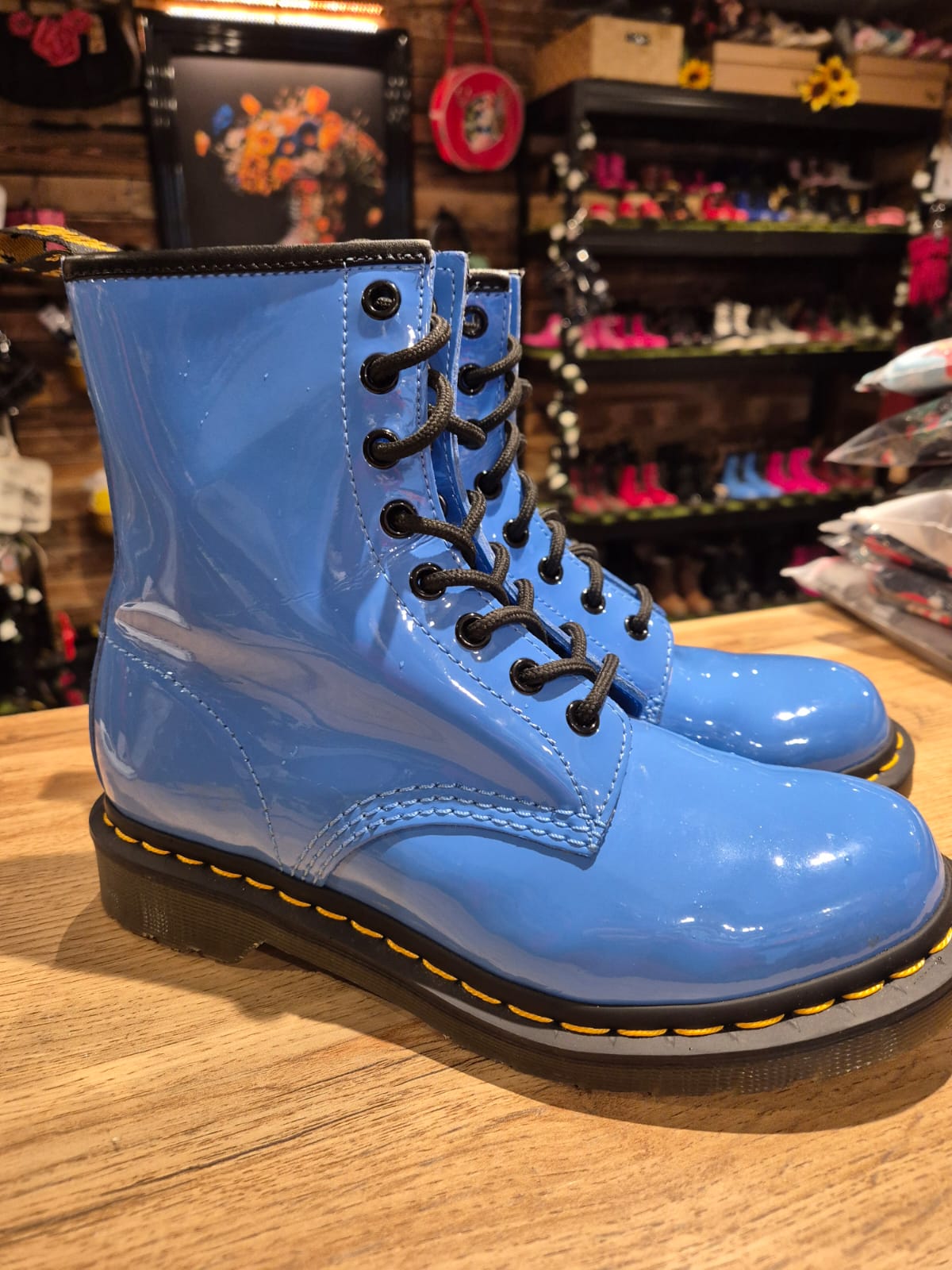 Patent Blue Dr Marten Boots