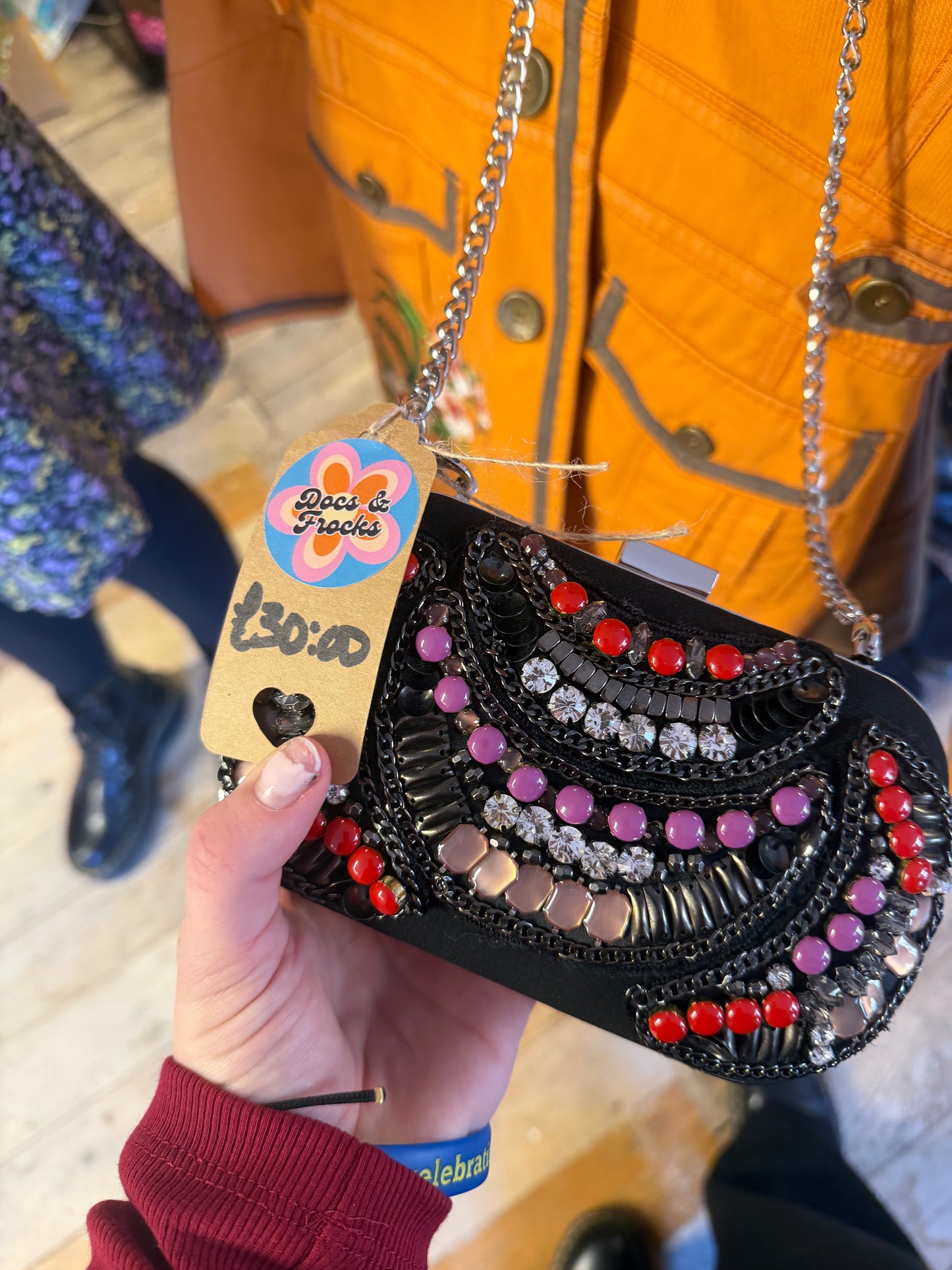 Karen Millen Black Clutch with Embellishments