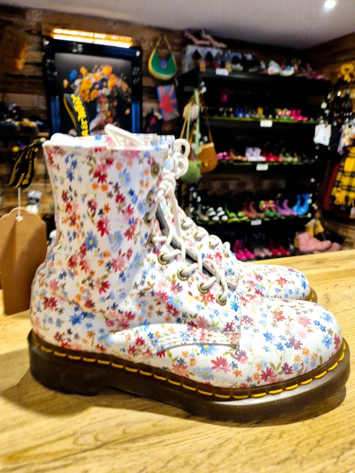 White Floral Dr Marten Boots