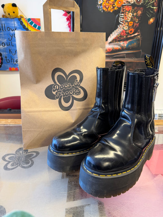 Black Platform Zip Detail Dr Marten Boots