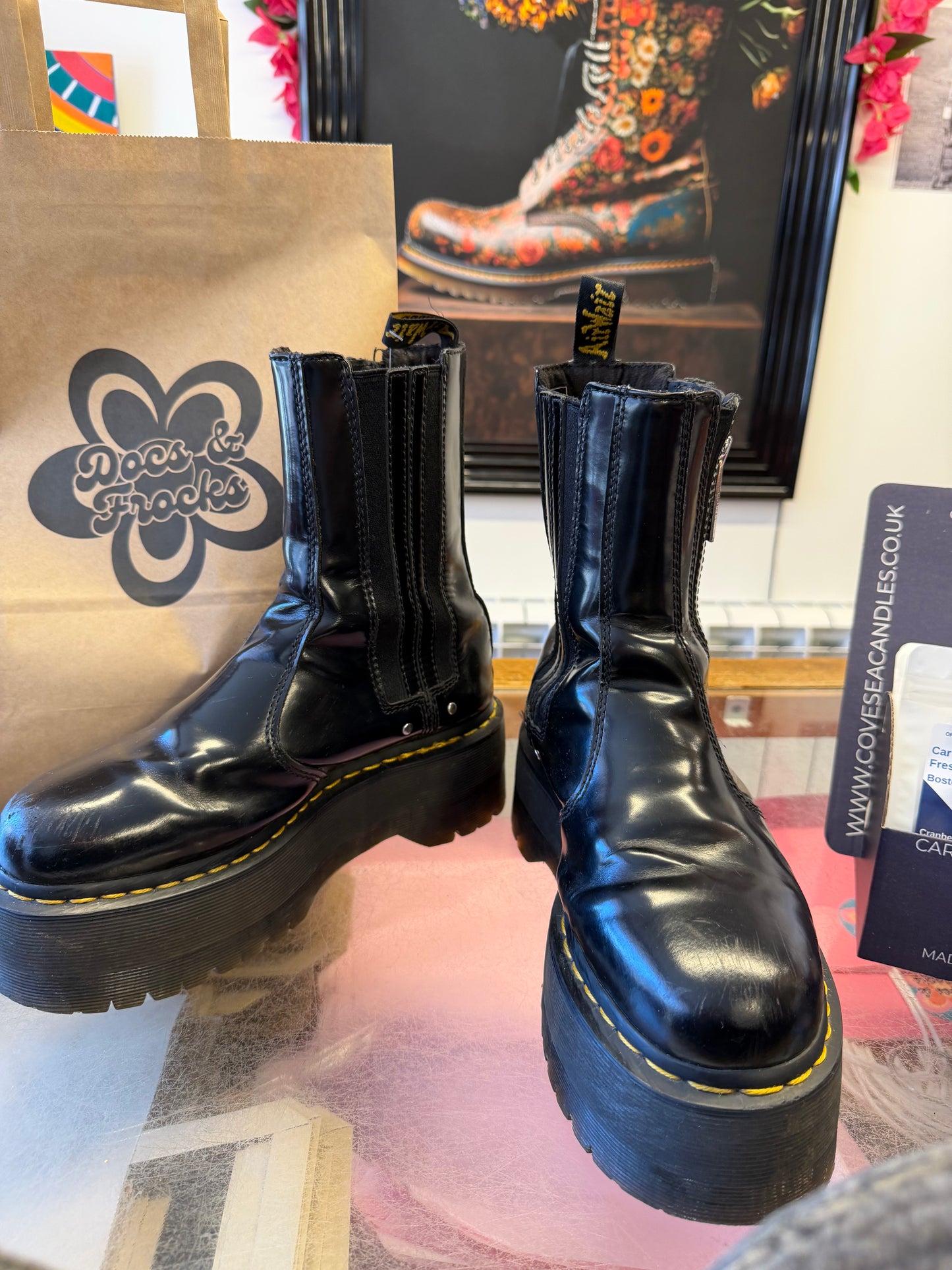 Black Platform Zip Detail Dr Marten Boots