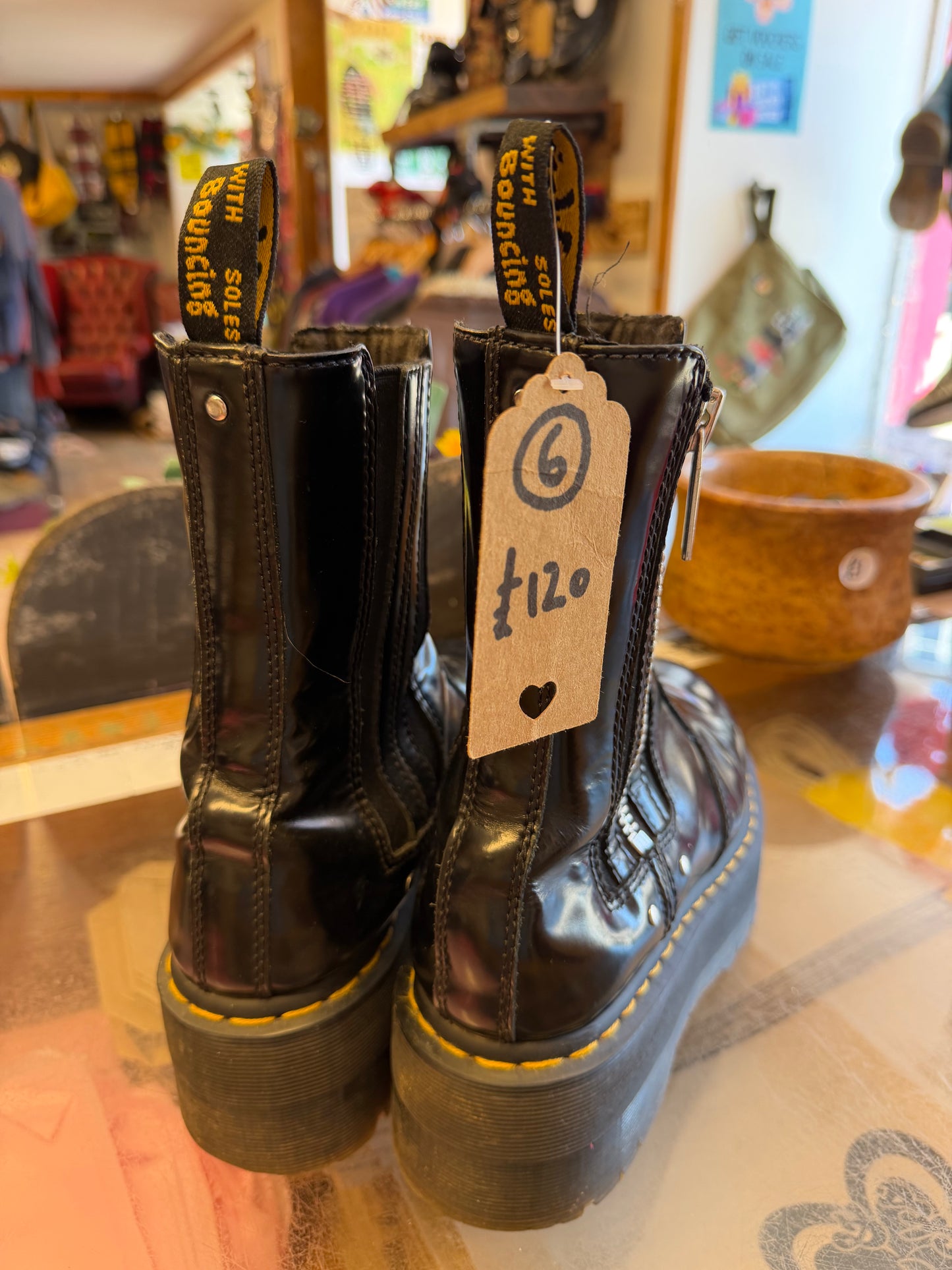 Black Platform Zip Detail Dr Marten Boots