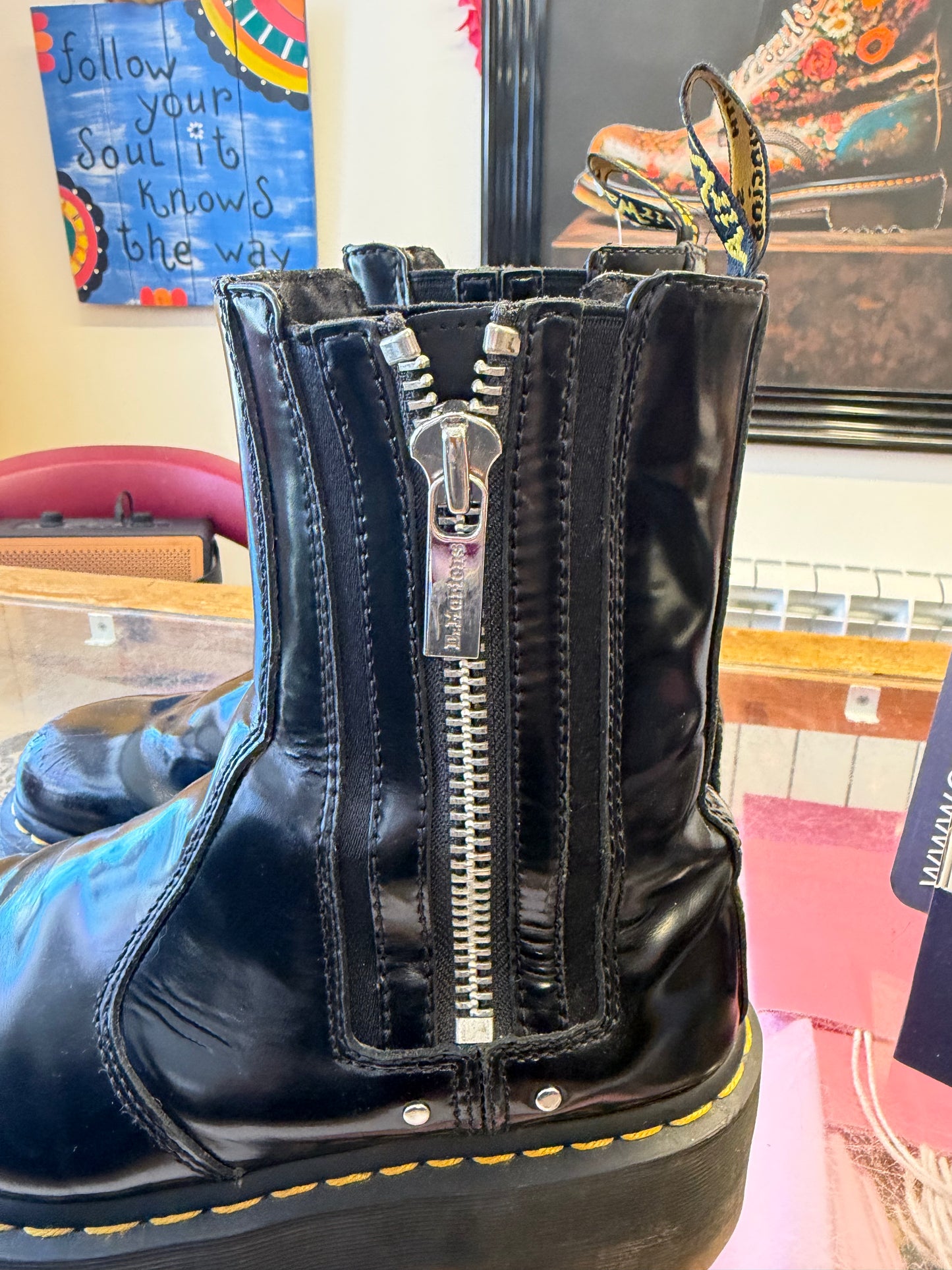 Black Platform Zip Detail Dr Marten Boots