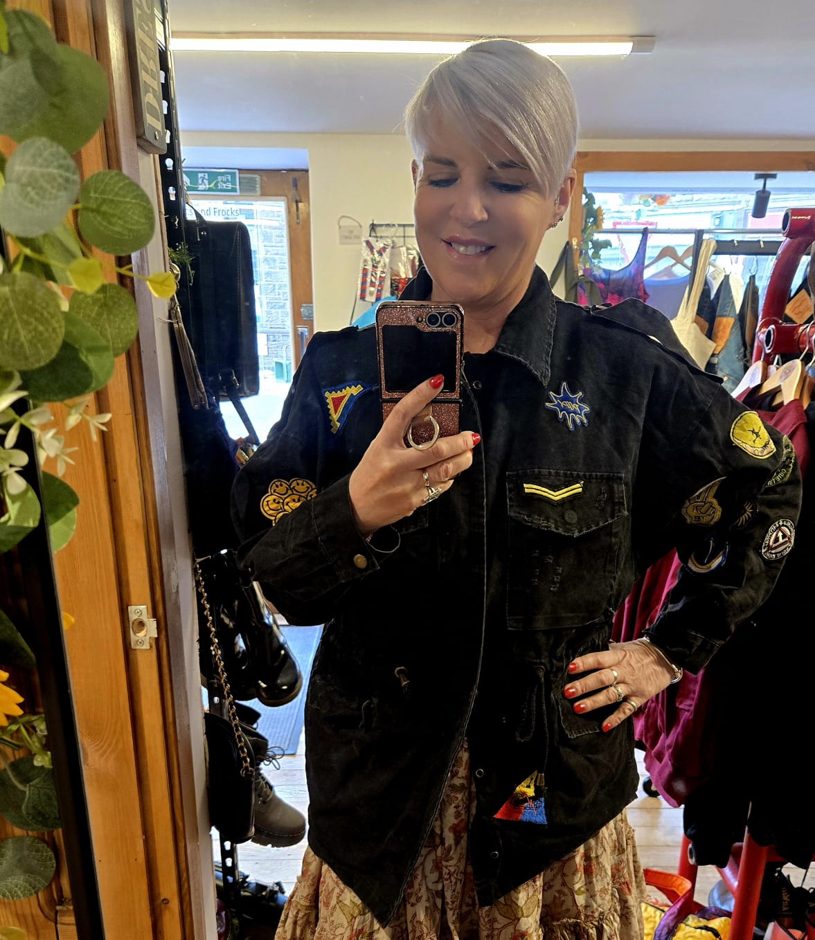 Denim Jacket with Graphic Patches