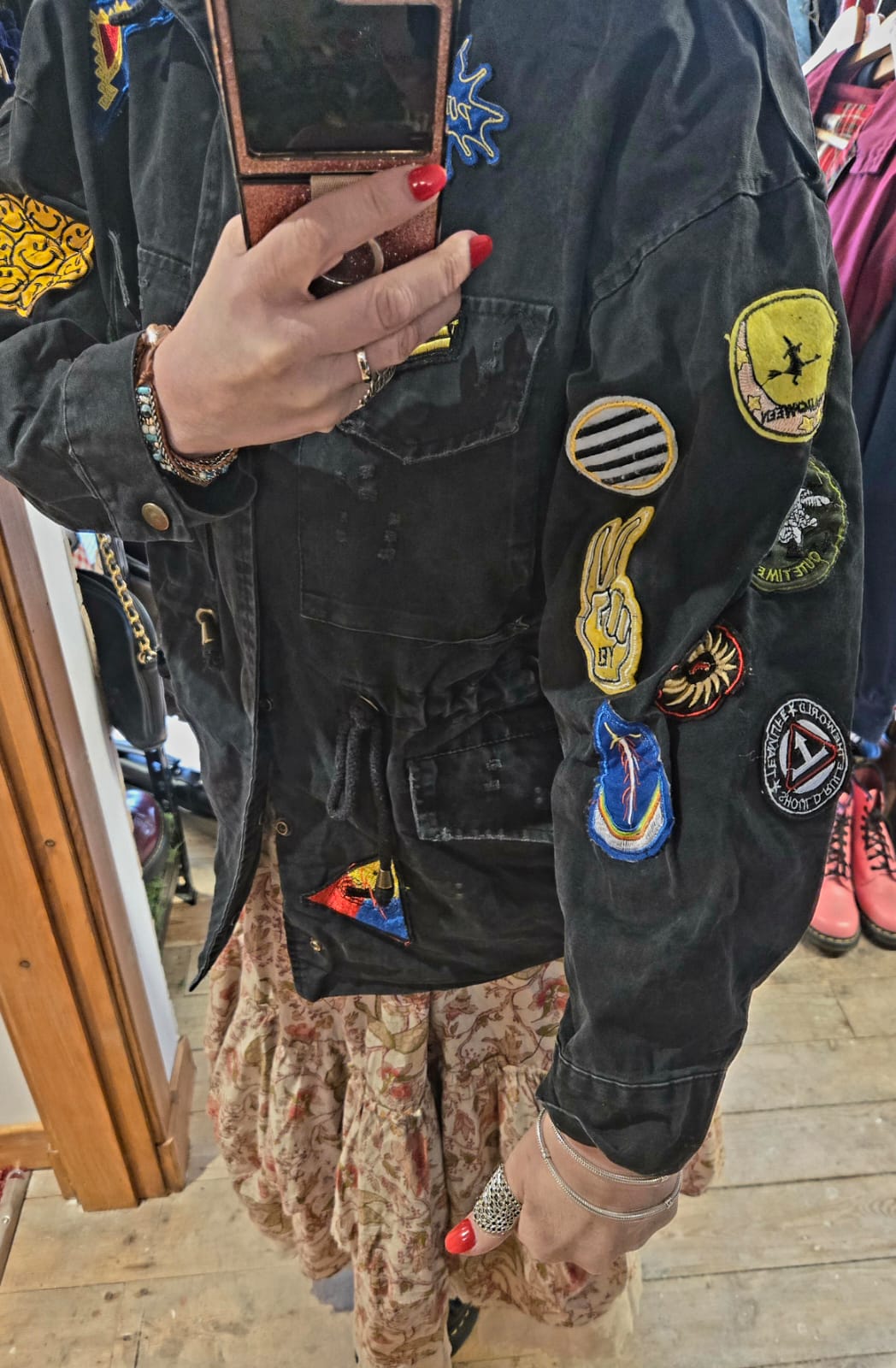 Denim Jacket with Graphic Patches