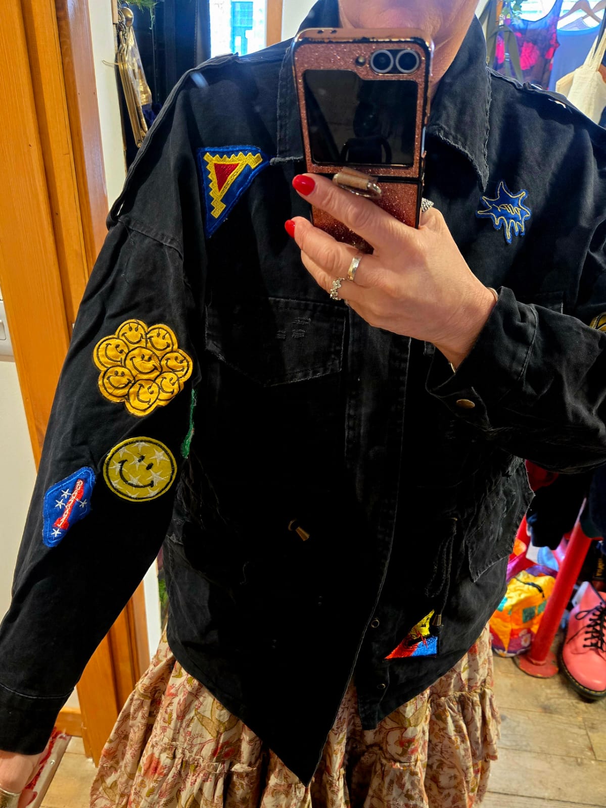 Denim Jacket with Graphic Patches