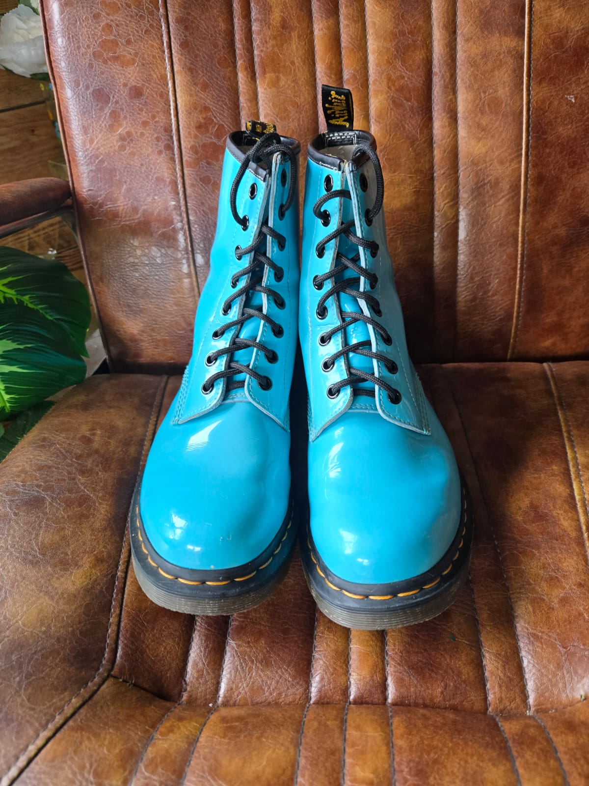 Patent Turquoise Dr Marten Boots