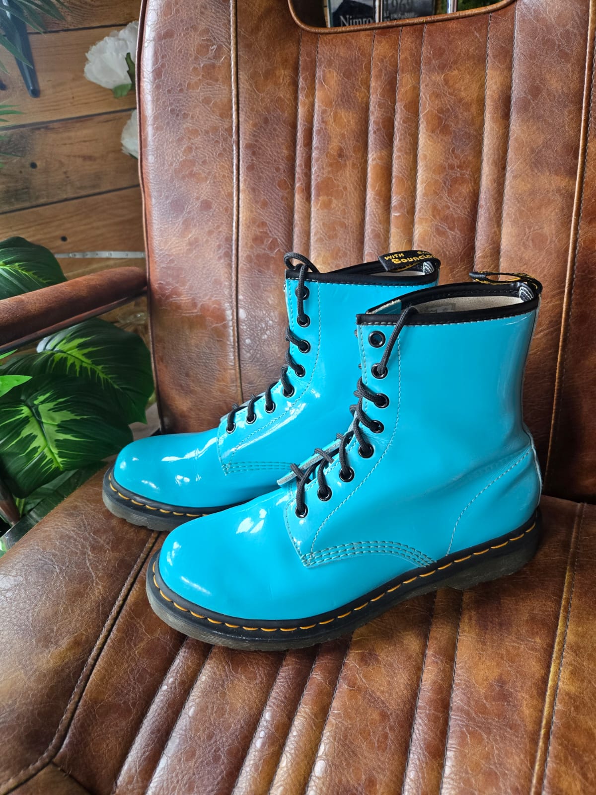Patent Turquoise Dr Marten Boots