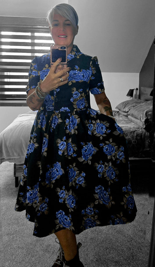 Black and Blue Floral Dress