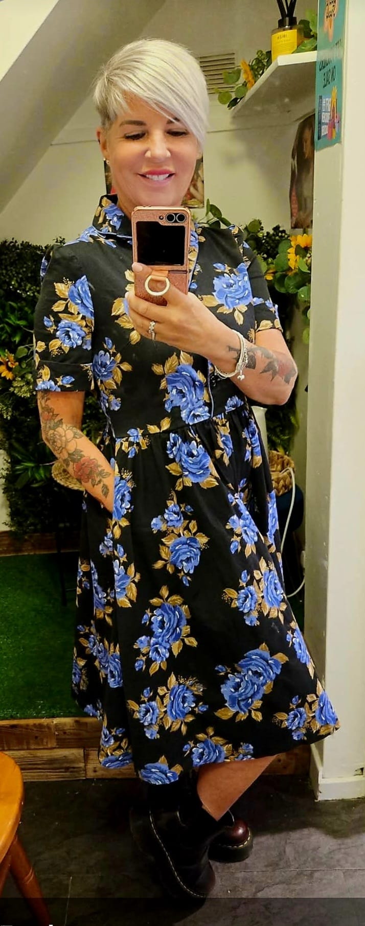 Black and Blue Floral Dress