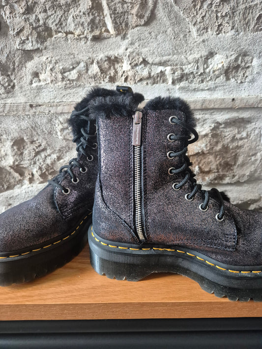 Platform sparkly fur-lined